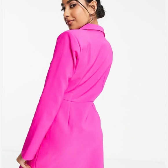 ASOS Petite Hot Pink Long Sleeve Blazer Dress - Picture 2 of 3